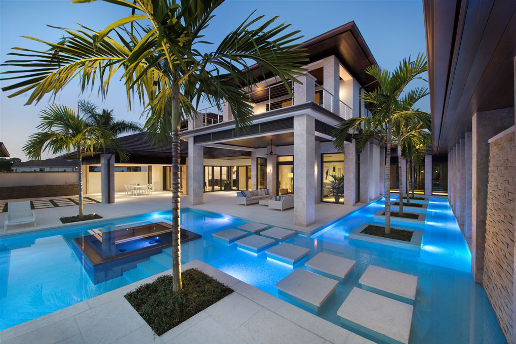 Custom Pools Archives Jackson Inc Serving Estero Naples Angular Glowing Pool